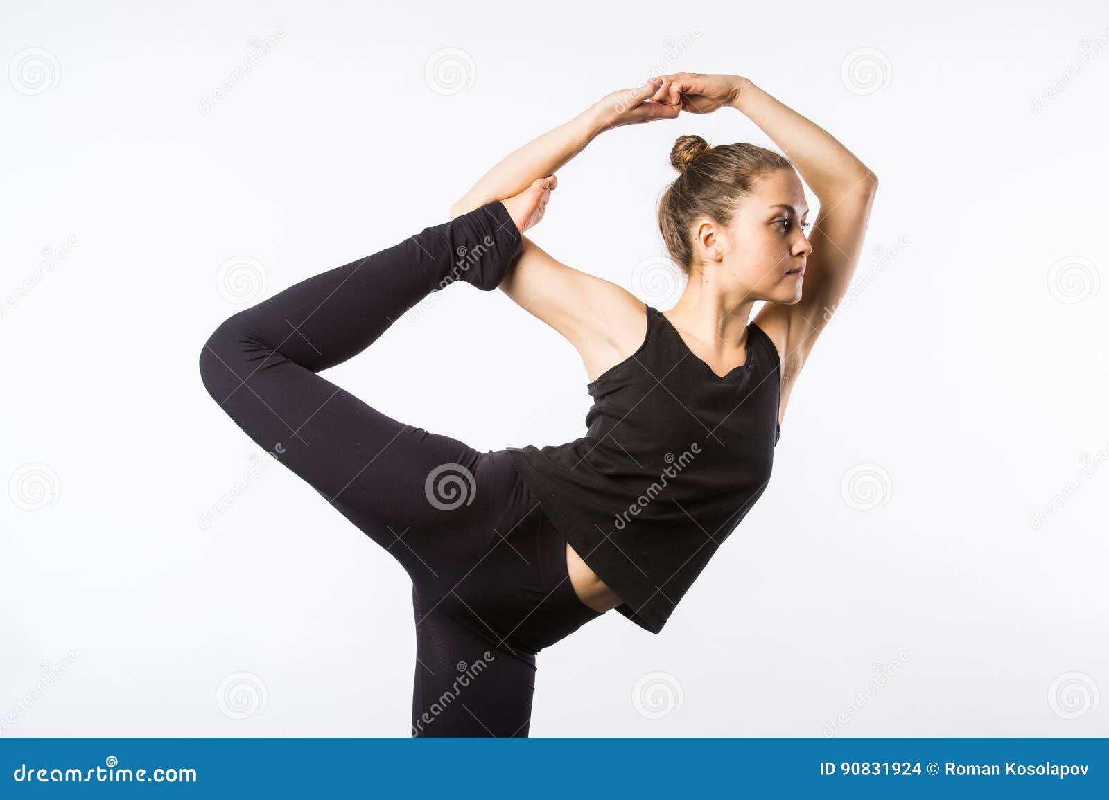 Beautiful Mixed Race Woman Doing Yoga Standing Bow Pose Stock Photo,  Picture and Royalty Free Image. Image 72184414.