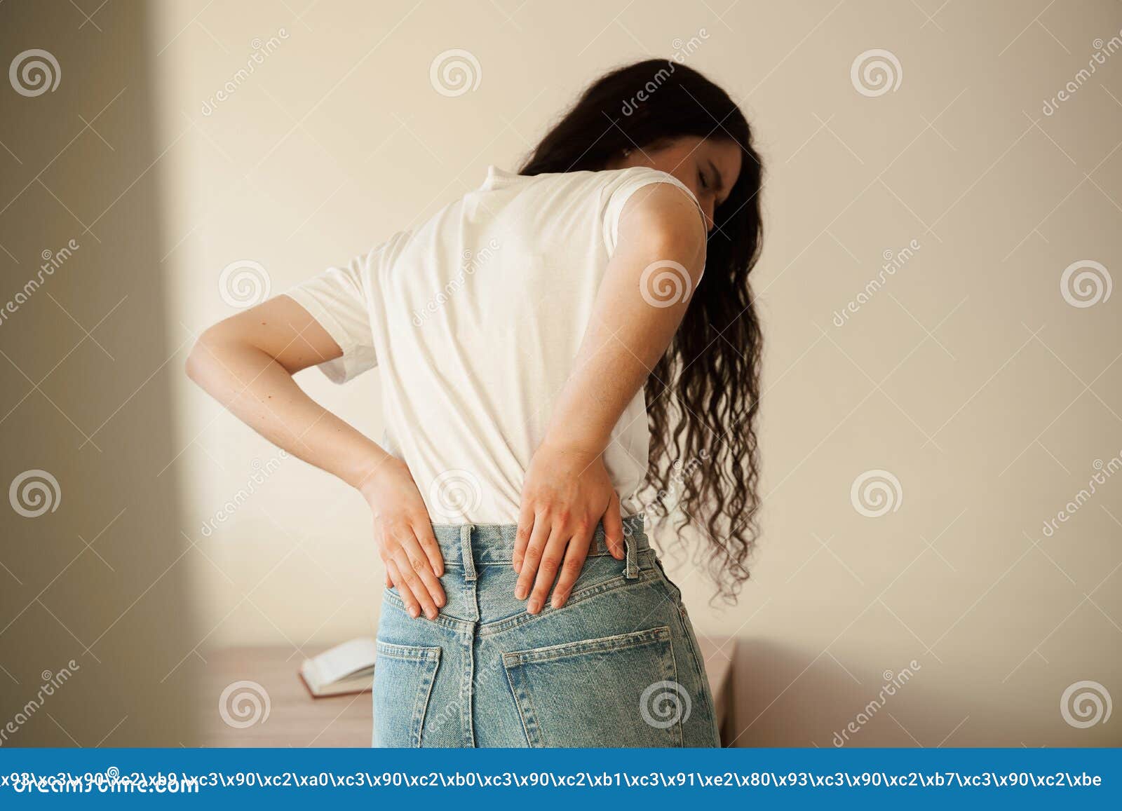 Attractive Woman Feel Backache Spine Pain Because Of Uti Pyelonephritis