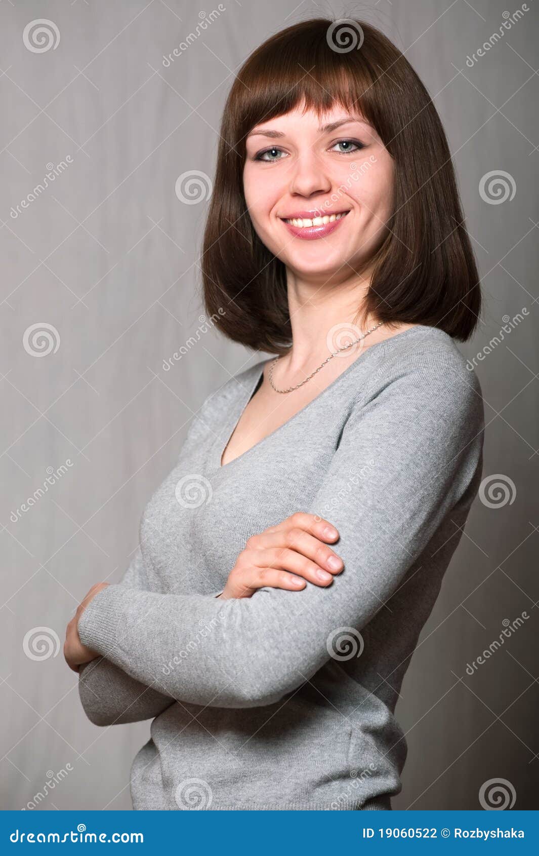 Attractive Woman with Her Arms Crossed Stock Photo - Image of student ...