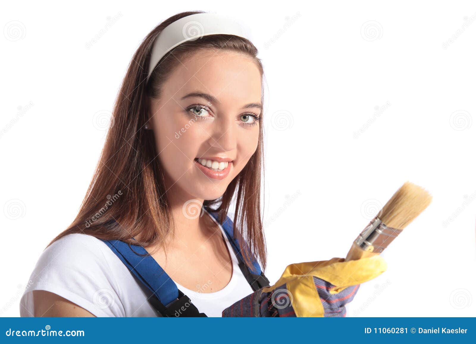 Attractive Woman Holding a Paint Brush Stock Image Image of people