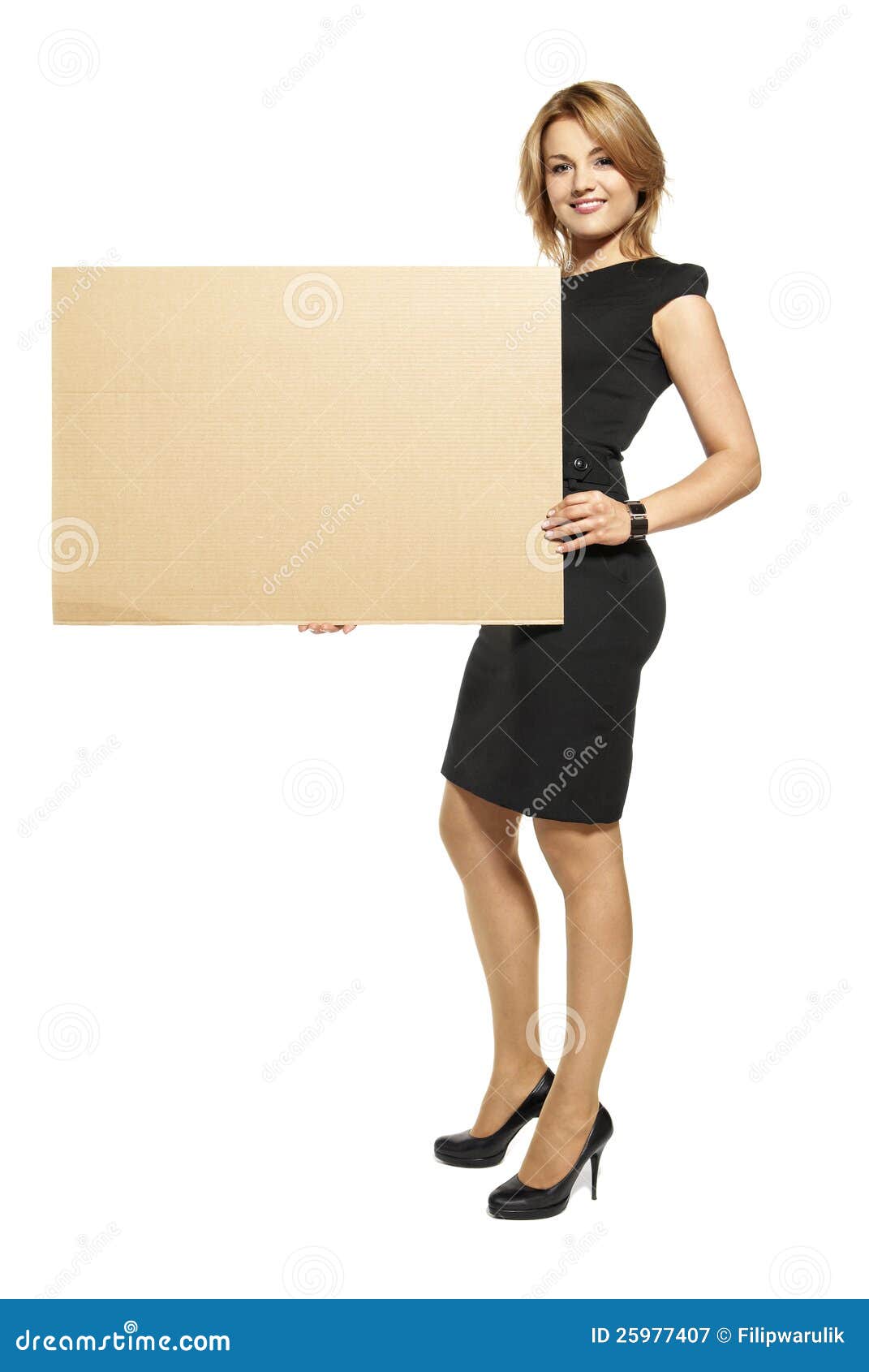 Attractive Woman Holding Up a Blank Sign Stock Image Image of