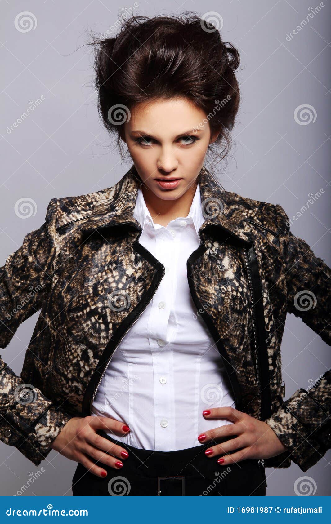 Attractive Woman in Leather Jacket Stock Image - Image of caucasian ...