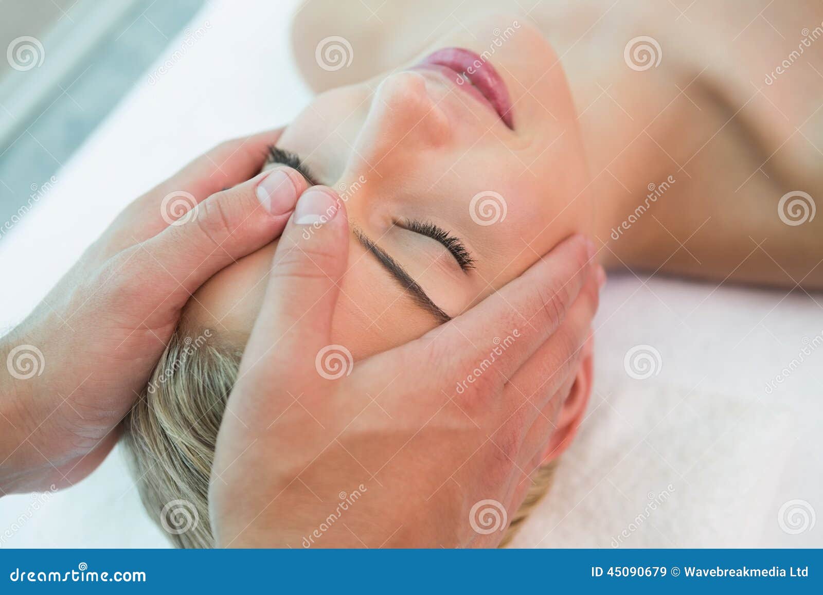 Attractive Woman Receiving Head Massage At Spa Center Stock Image Image Of Alternative Female