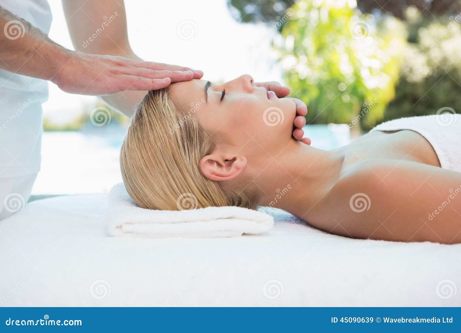 Attractive Woman Receiving Head Massage At Spa Center Stock Image Image Of Caucasian Leisure