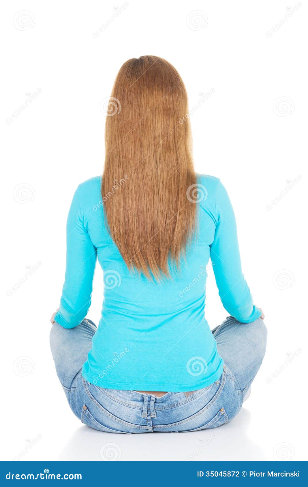 Attractive Woman Sitting. Back View. Stock Photo - Image of caucasian