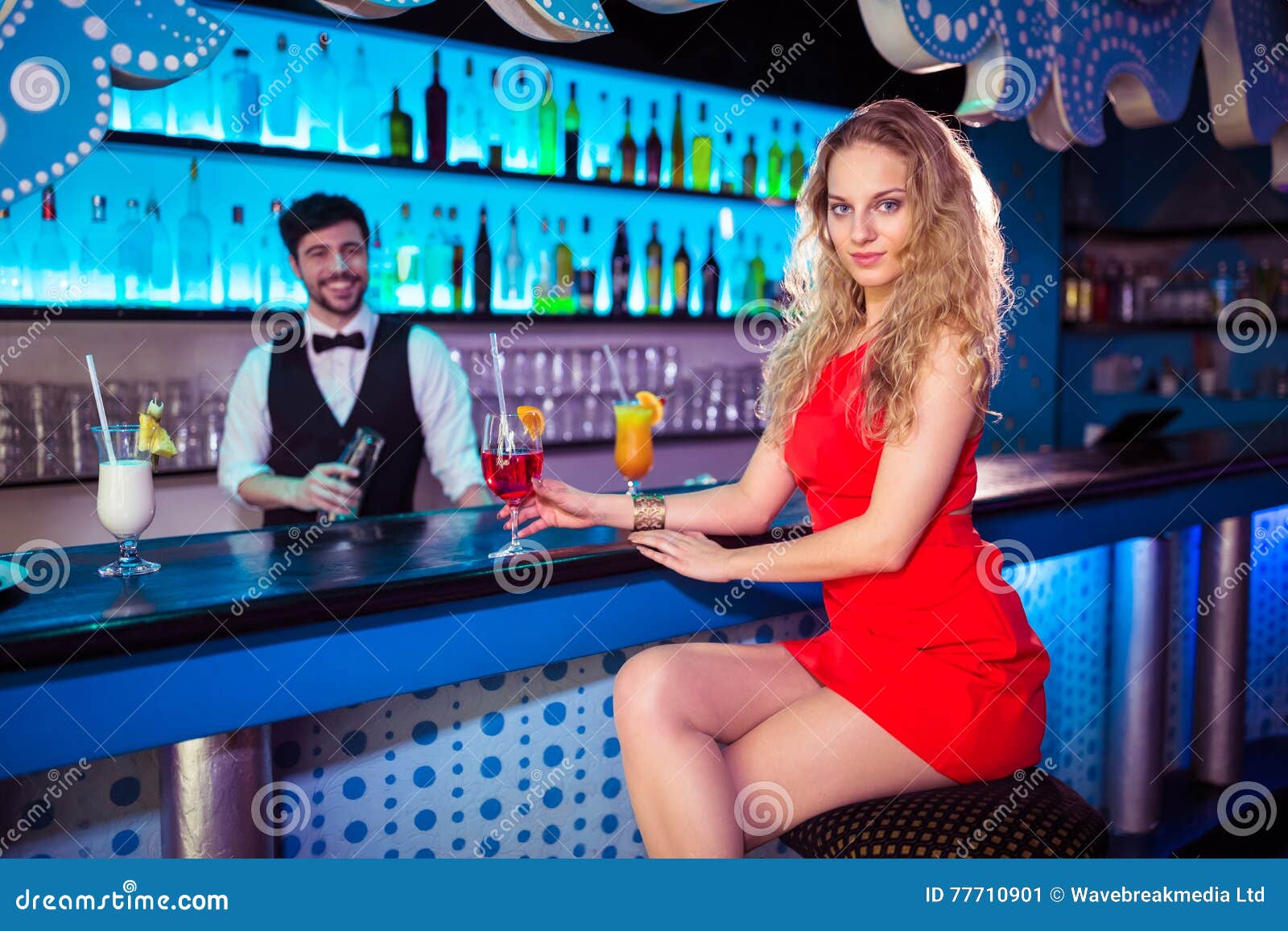 Attractive Woman Sitting by Counter in Night Club Stock Image - Image of  alcohol, adult: 77710901