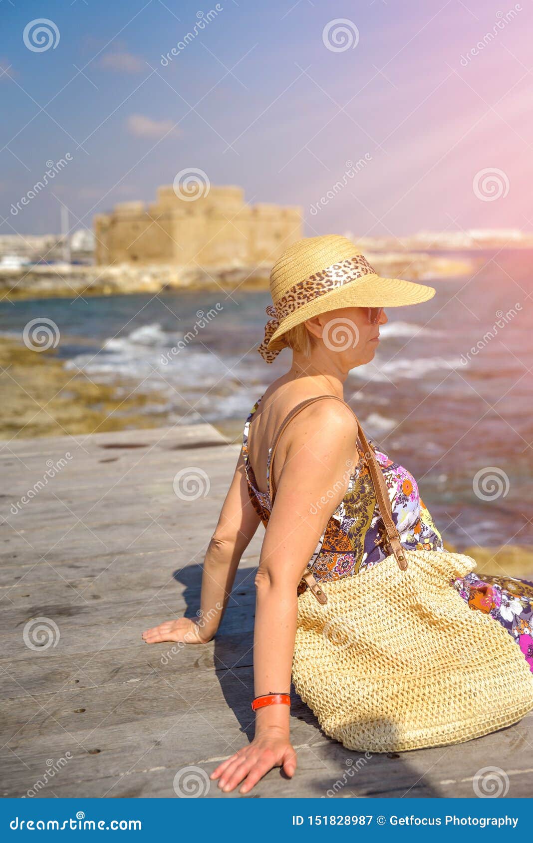 Attractive Woman Sitting On Pier Stock Image Image Of Peaceful Summer 151828987