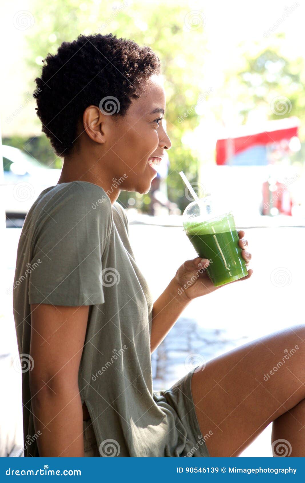 Attractive Young African Woman Drinking Healthy Juice Stock Image Image Of Detox Drink 90546139 