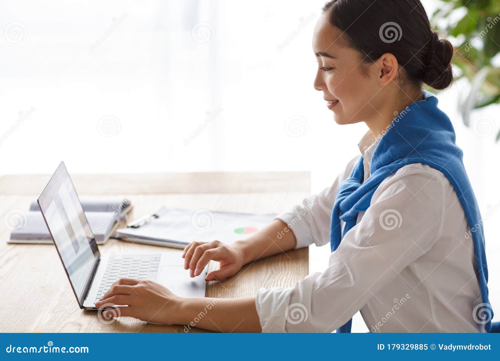 Attractive Young Asian Businesswoman Working in the Office Stock Image ...