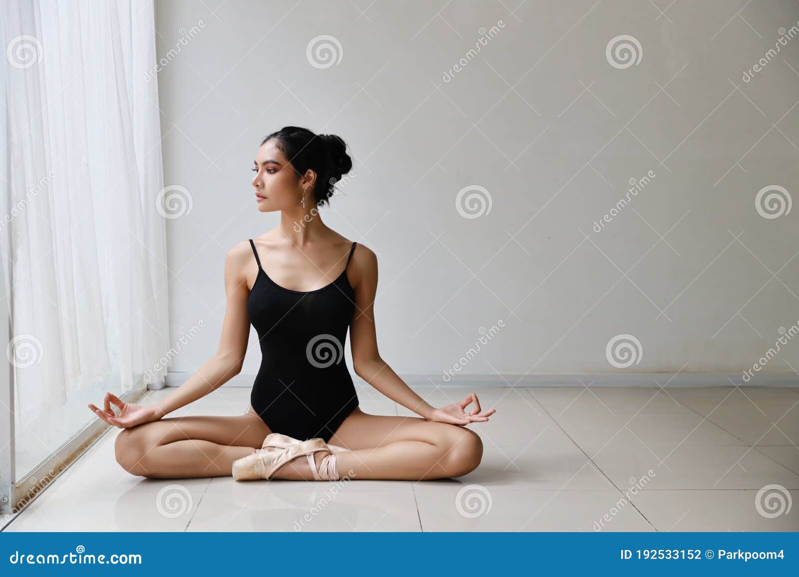 Attractive Young Asian Woman in Ballet Dress Exercising and Sitting in Yoga  Pose while Resting at Home Stock Photo - Image of elegant, beautiful:  192533152