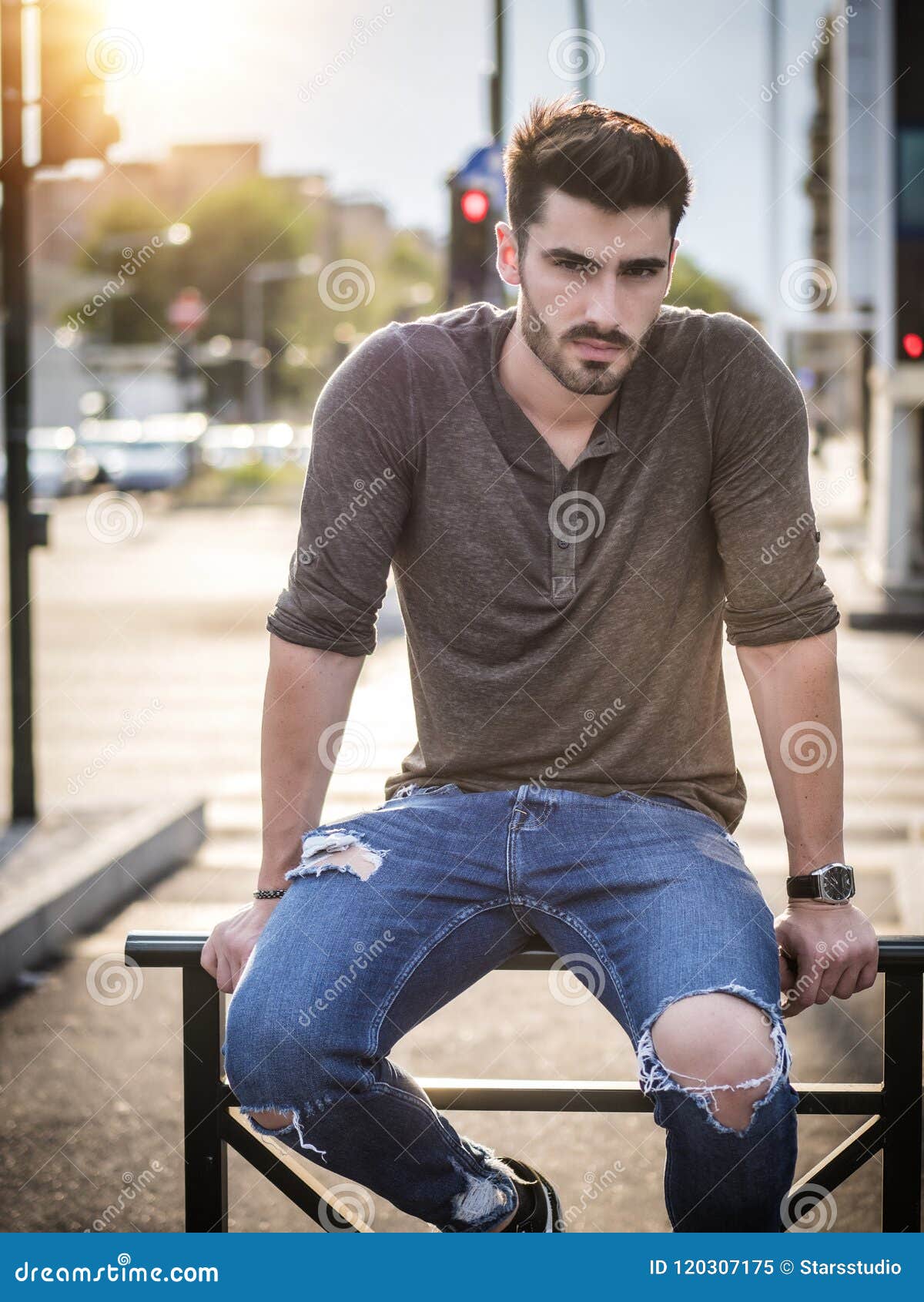 Attractive Young Man Portrait in City Street Stock Image - Image of ...