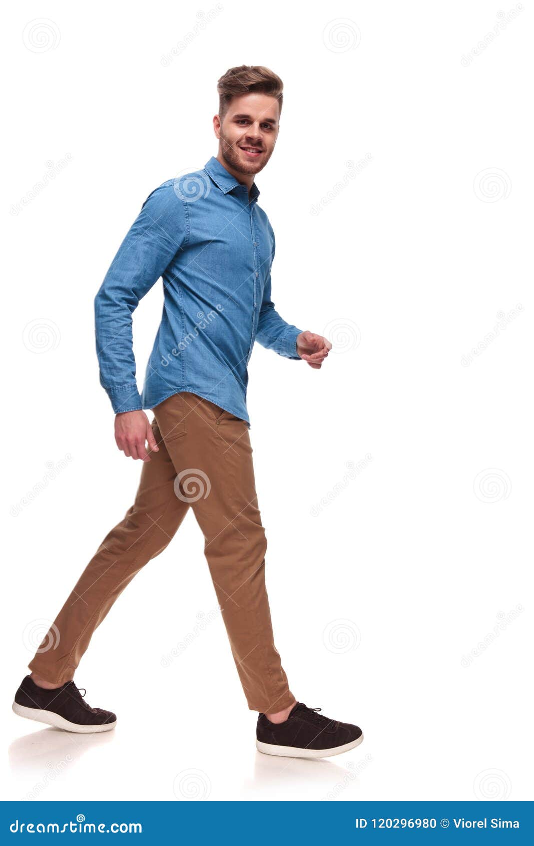 Attractive Young Casual Man Walks To Side Stock Photo - Image of ...