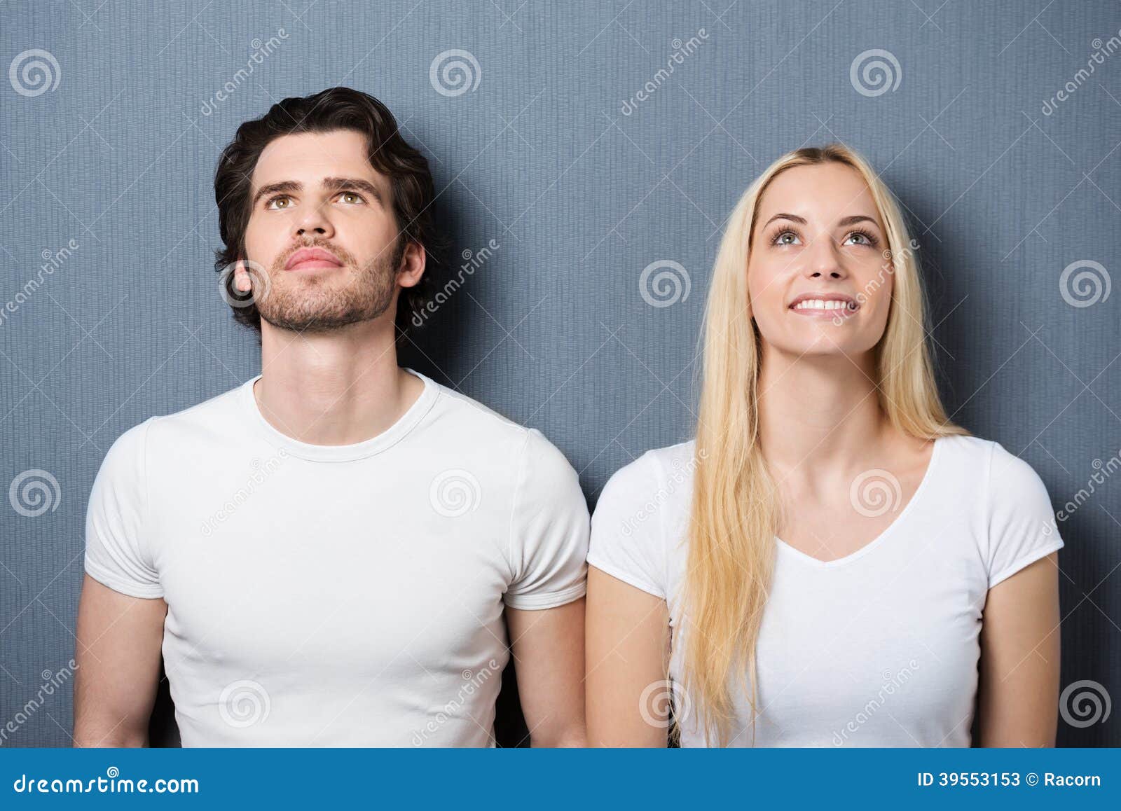 Attractive Young Couple Standing Thinking Stock Image Image of love