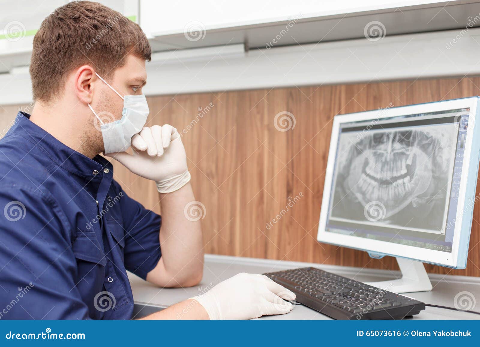 Attractive Young Dental Doctor is Working with Stock Photo Image of