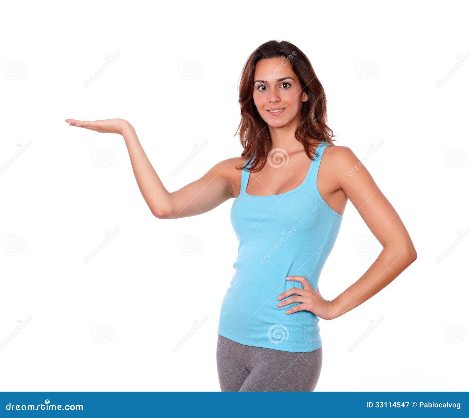 Attractive Young Female Holding Out Her Palm Stock Image Image of alone, copyspace 33114547