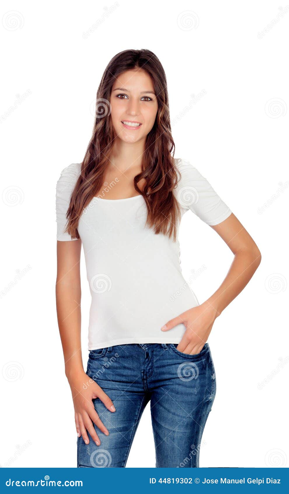 Attractive Young Girl with Jeans Stock Photo - Image of fashion, casual ...