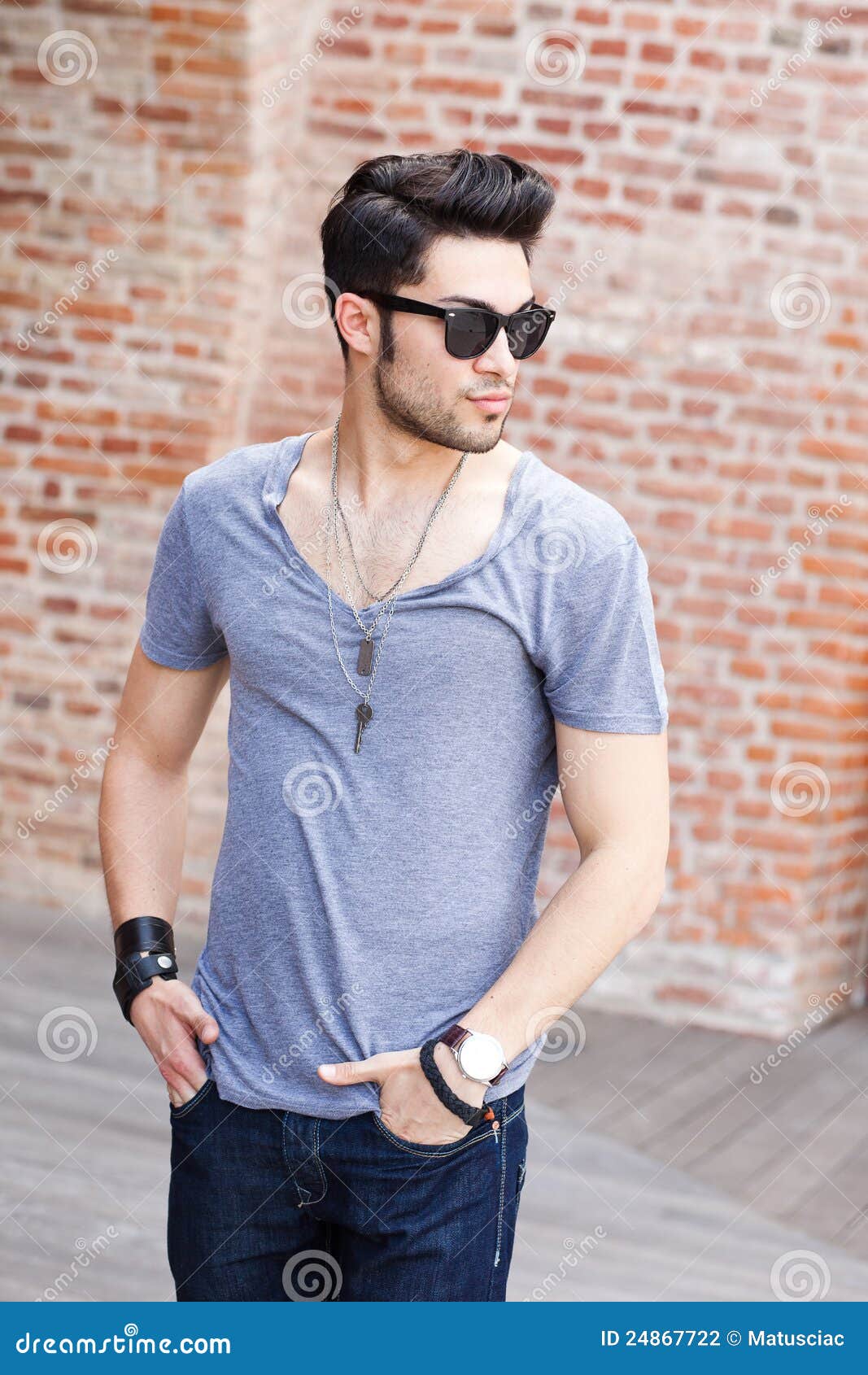 Attractive Young Male Model Posing Outdoors Stock Photo Image of