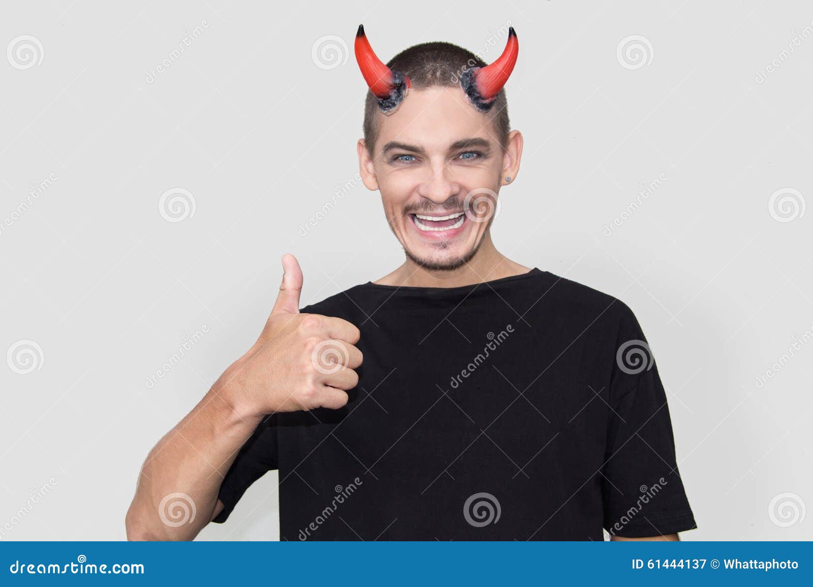Attractive Young Man with Halloween Horns Stock Image Image of happiness, party 61444137