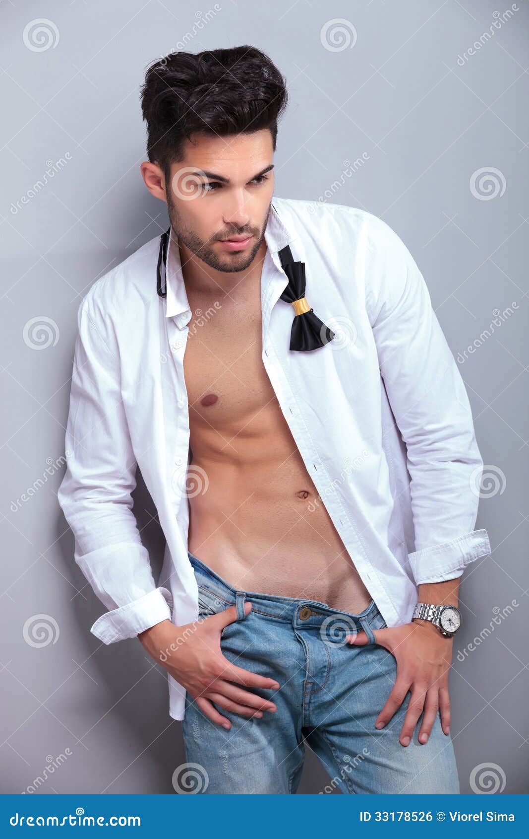 Attractive Young Man Looks Away Stock Photo Image of