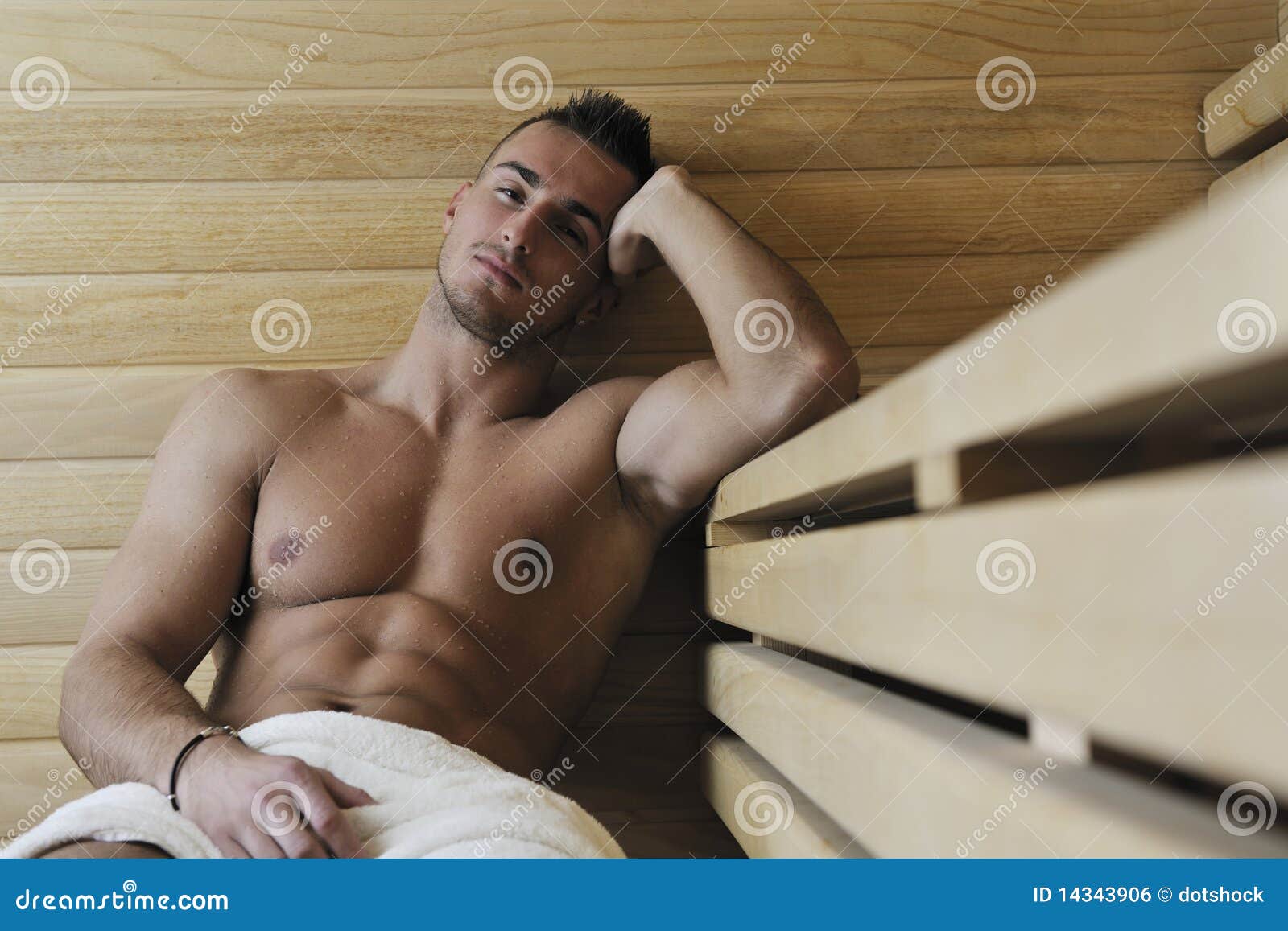 Attractive Young Man in Sauna Stock Photo - Image of muscular, luxury