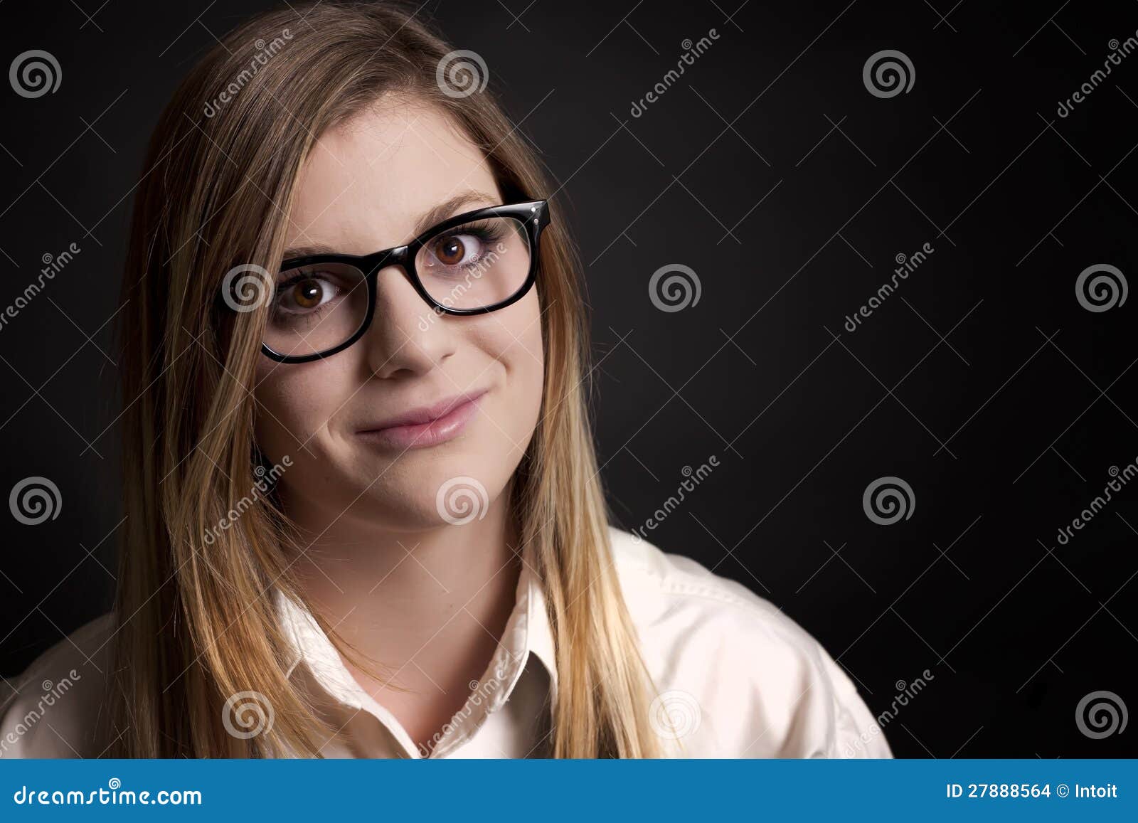 Attractive Young Woman With Black Frame Glasses Stock Photo Image of