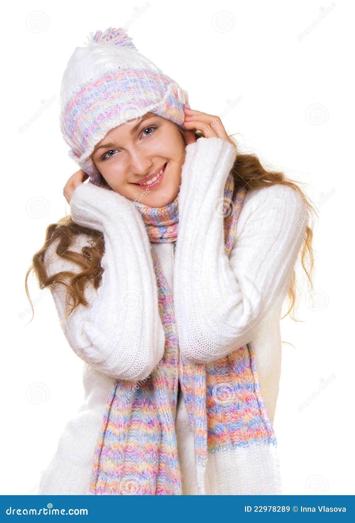 Attractive Young Woman in Cap and Sweater Stock Image - Image of people ...