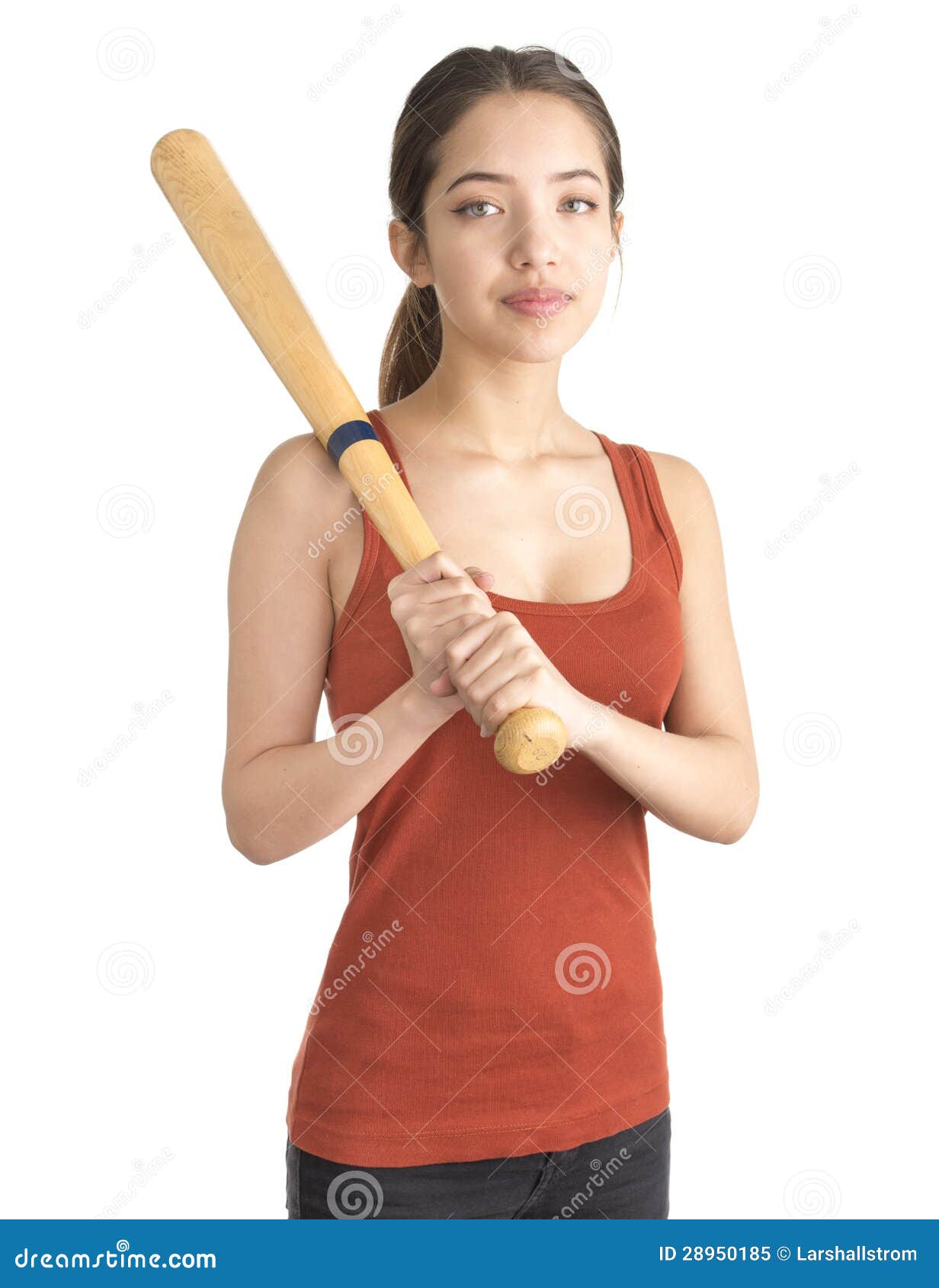 Attractive Young Woman Holding Baseball Bat Royalty Free Stock Photo