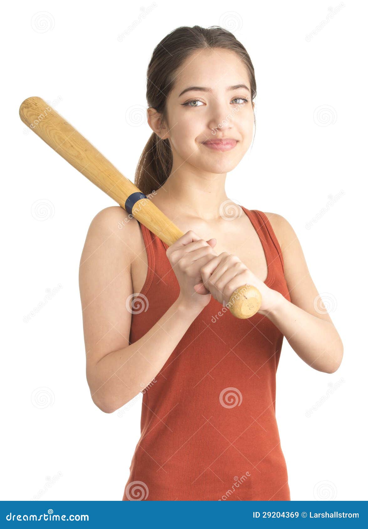 Attractive Young Woman Holding Baseball Bat Stock Image Image of
