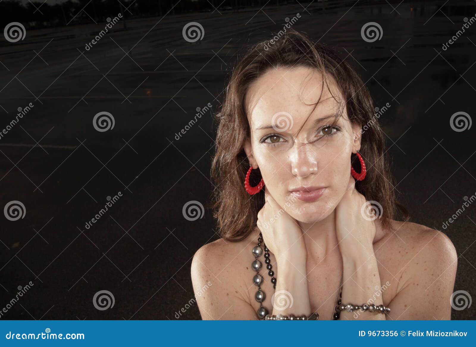 Attractive Young Woman Holding Her Neck Stock Photo Image of neck