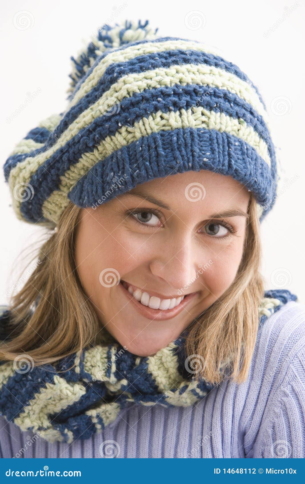 Attractive Young Woman in a Knit Cap Stock Photo Image of cute, scarf