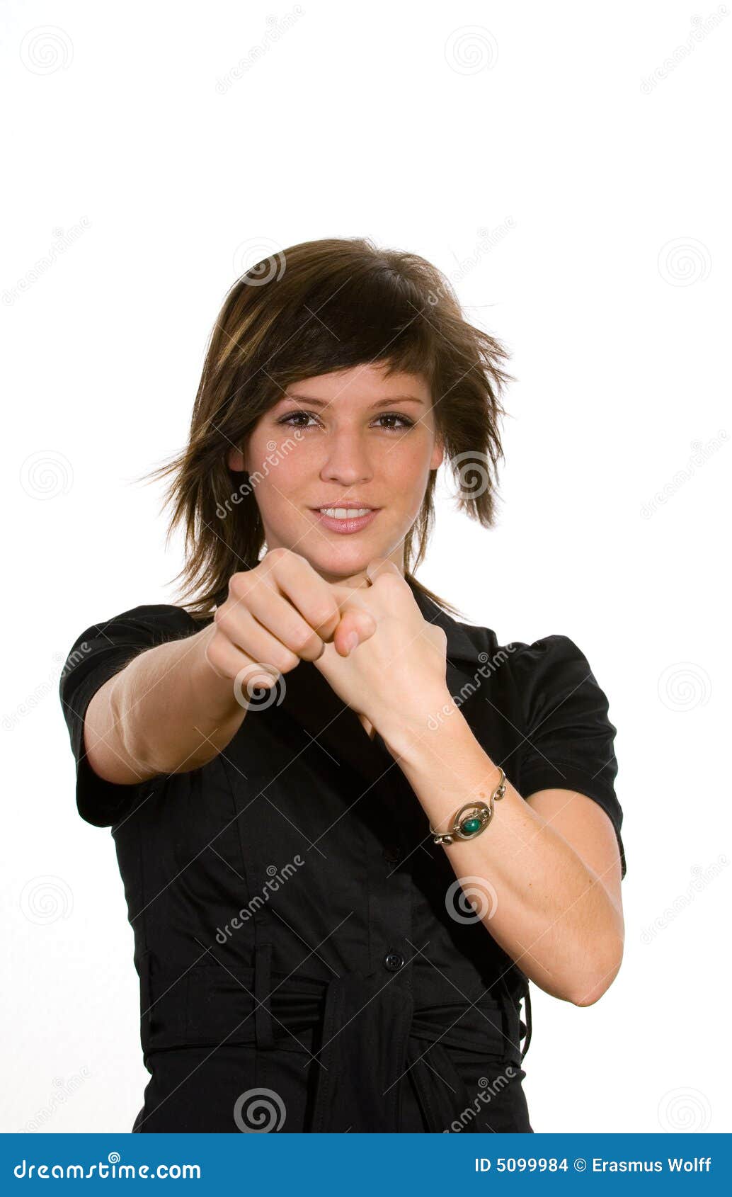 Attractive Young Woman Punches Stock Photo Image of gestures, female