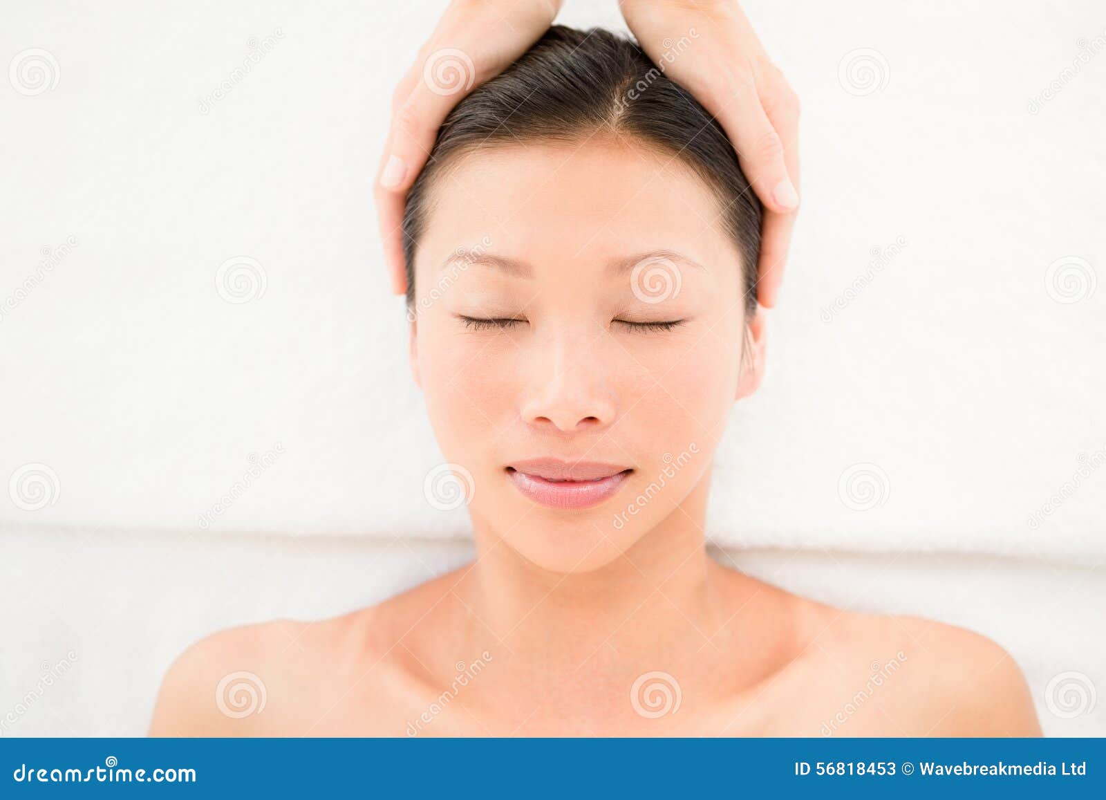 Attractive Young Woman Receiving Head Massage At Spa Center Stock Image Image Of Chin Eyelash