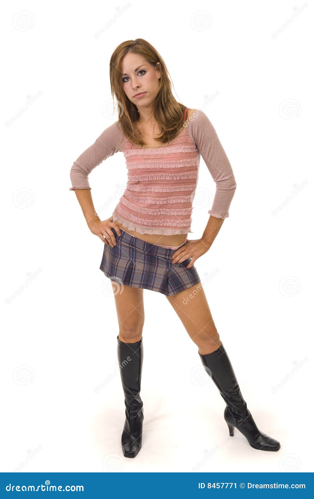Attractive Young Woman In Skirt And Boots Stock Image Image 8457771