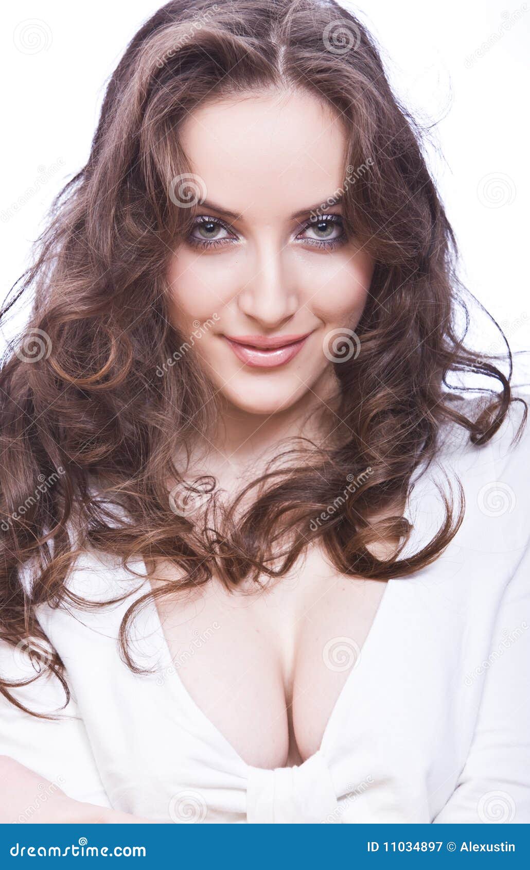 attractive young woman with skittish look and long