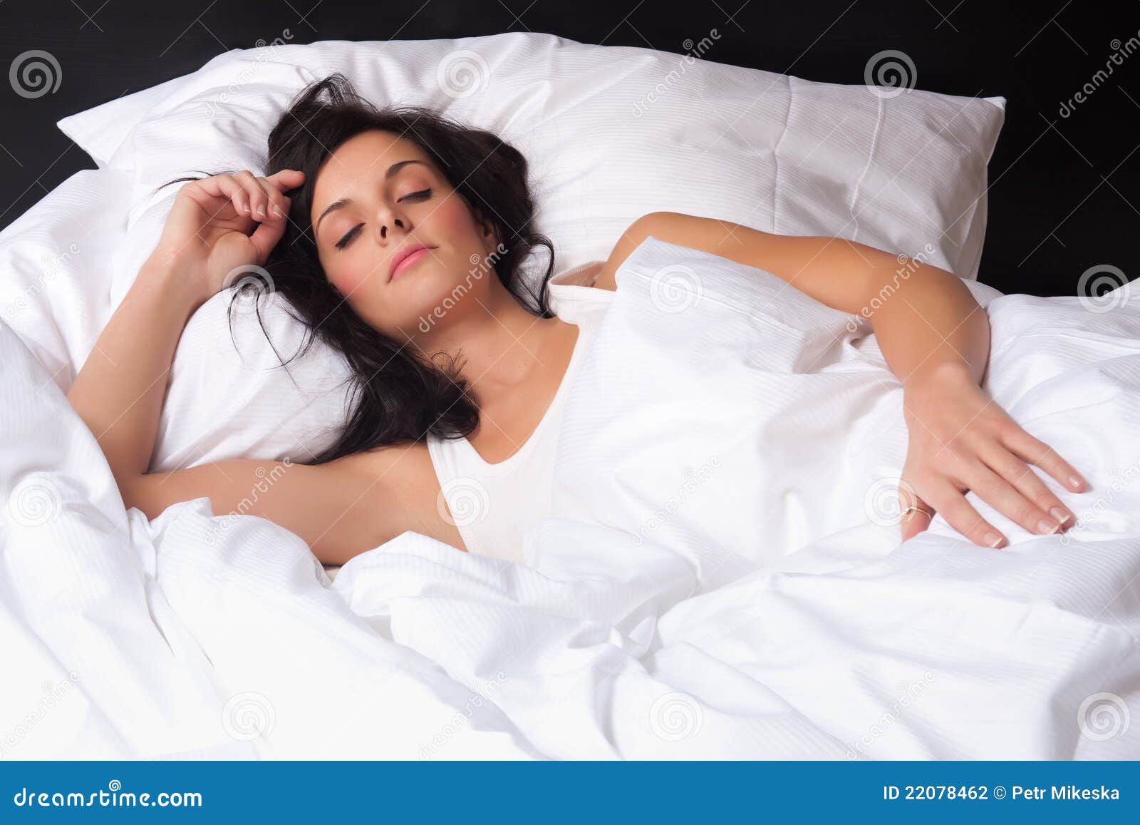 Attractive Young Woman Sleeping in Her Bed Stock Photo Image of