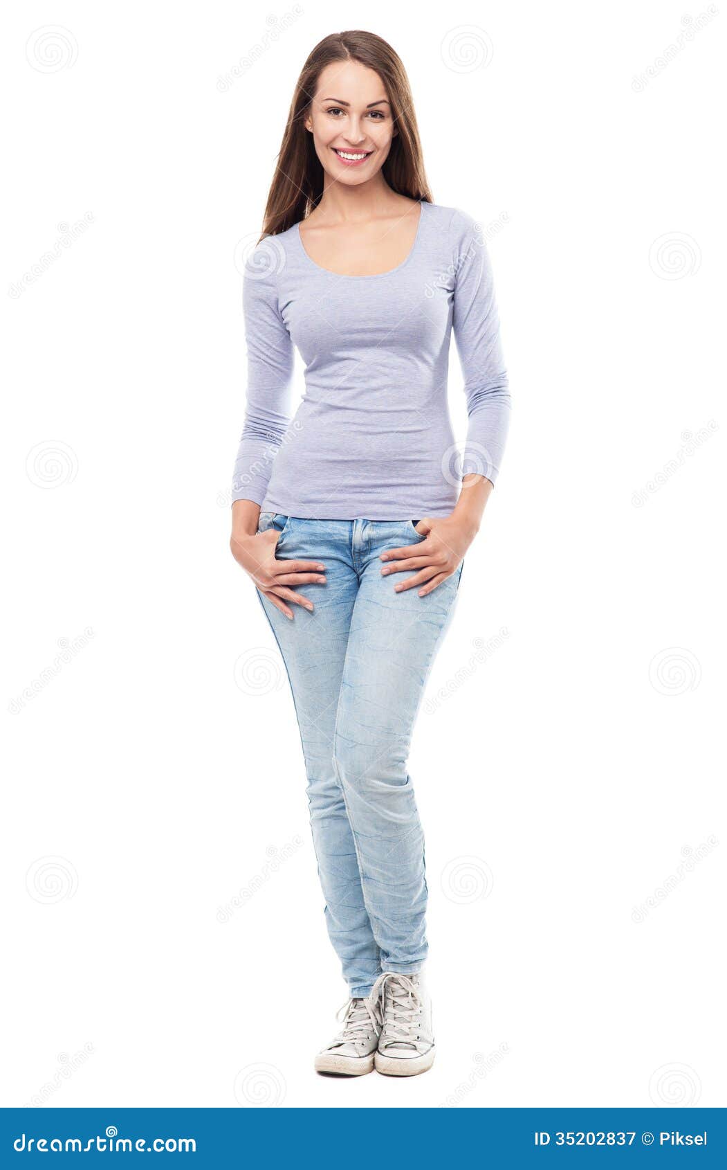Attractive Young Woman Standing Stock Image - Image of enjoying, full ...