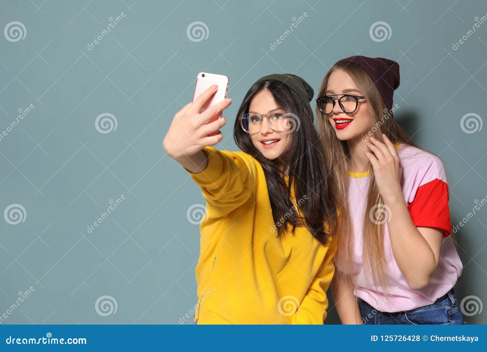 Attractive Young Women Taking Selfie Stock Photo - Image of modern ...