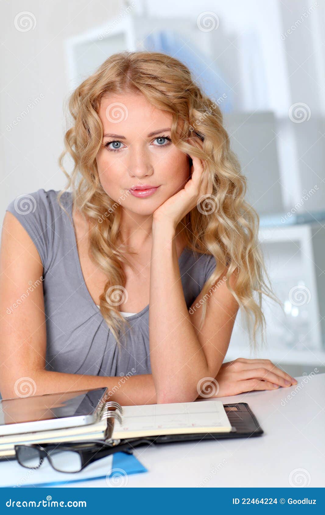 Student blonde. Blond woman Office portrait. Mosgu students blonde. "Blond attractive woman in the Retro Laboratory".