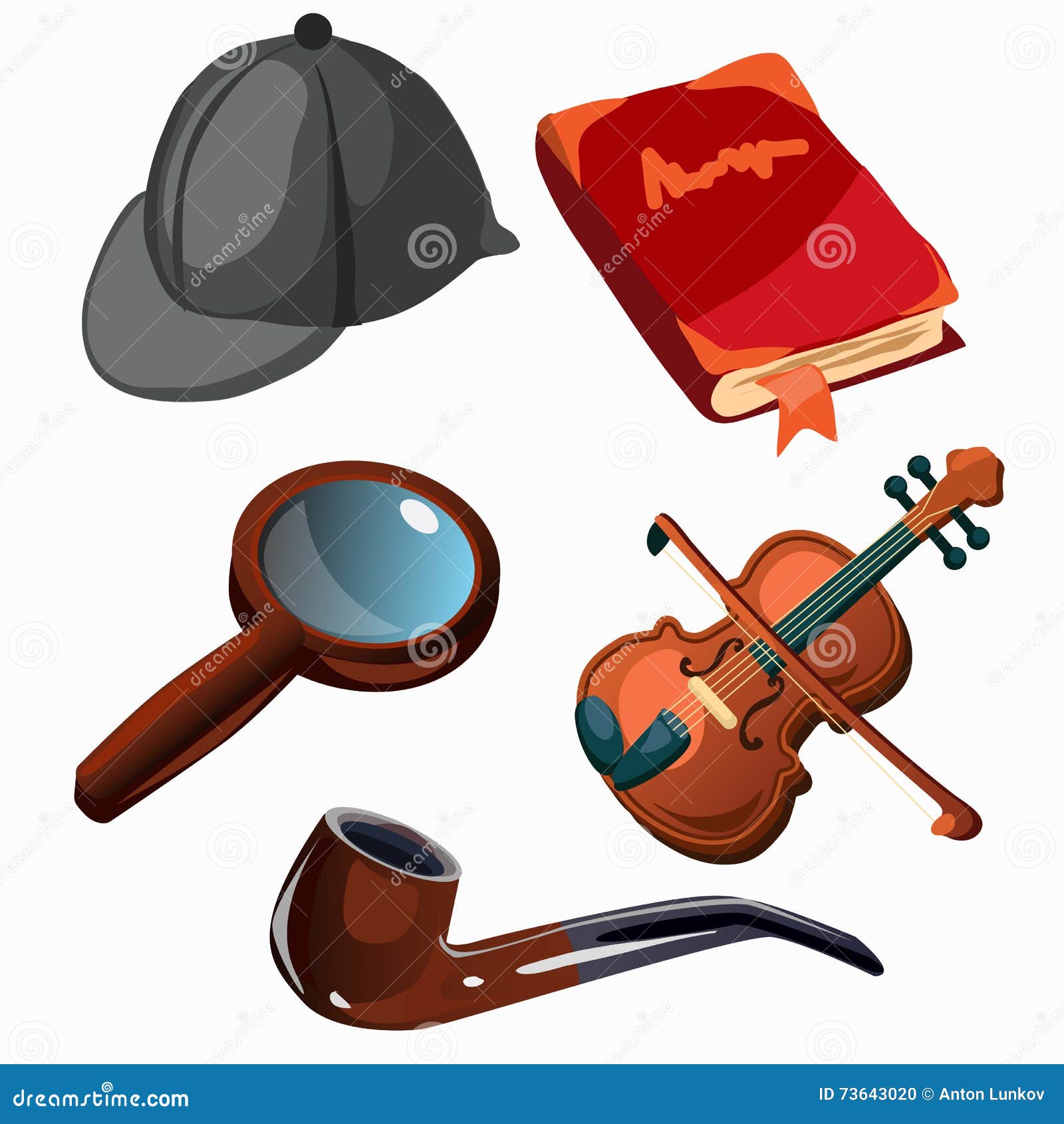 Cartoon Detective Retro Accessories Vector Illustration CartoonDealer