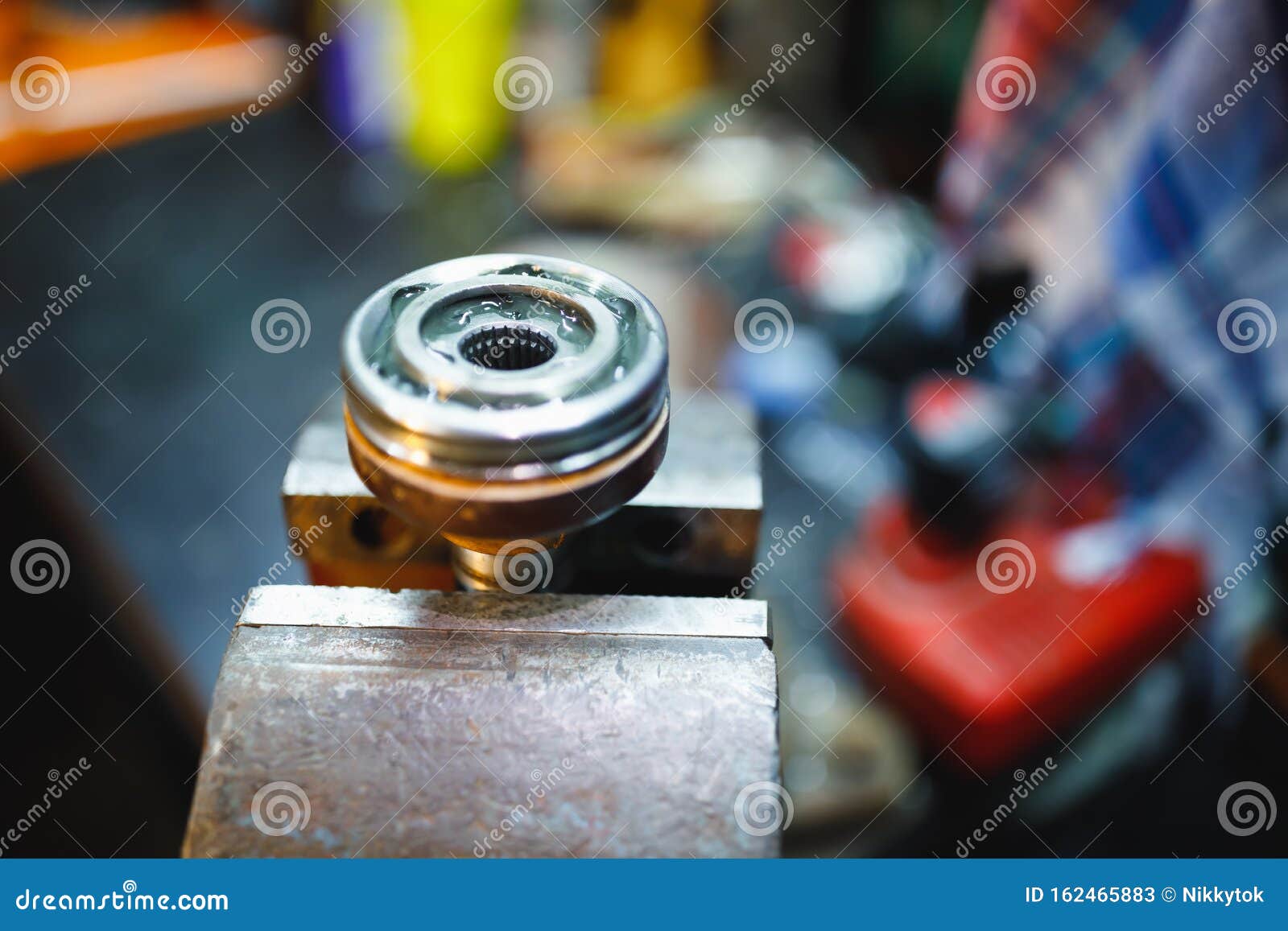 ATV Constantvelocity CV Joint Repair in Old Garage Stock Image Image