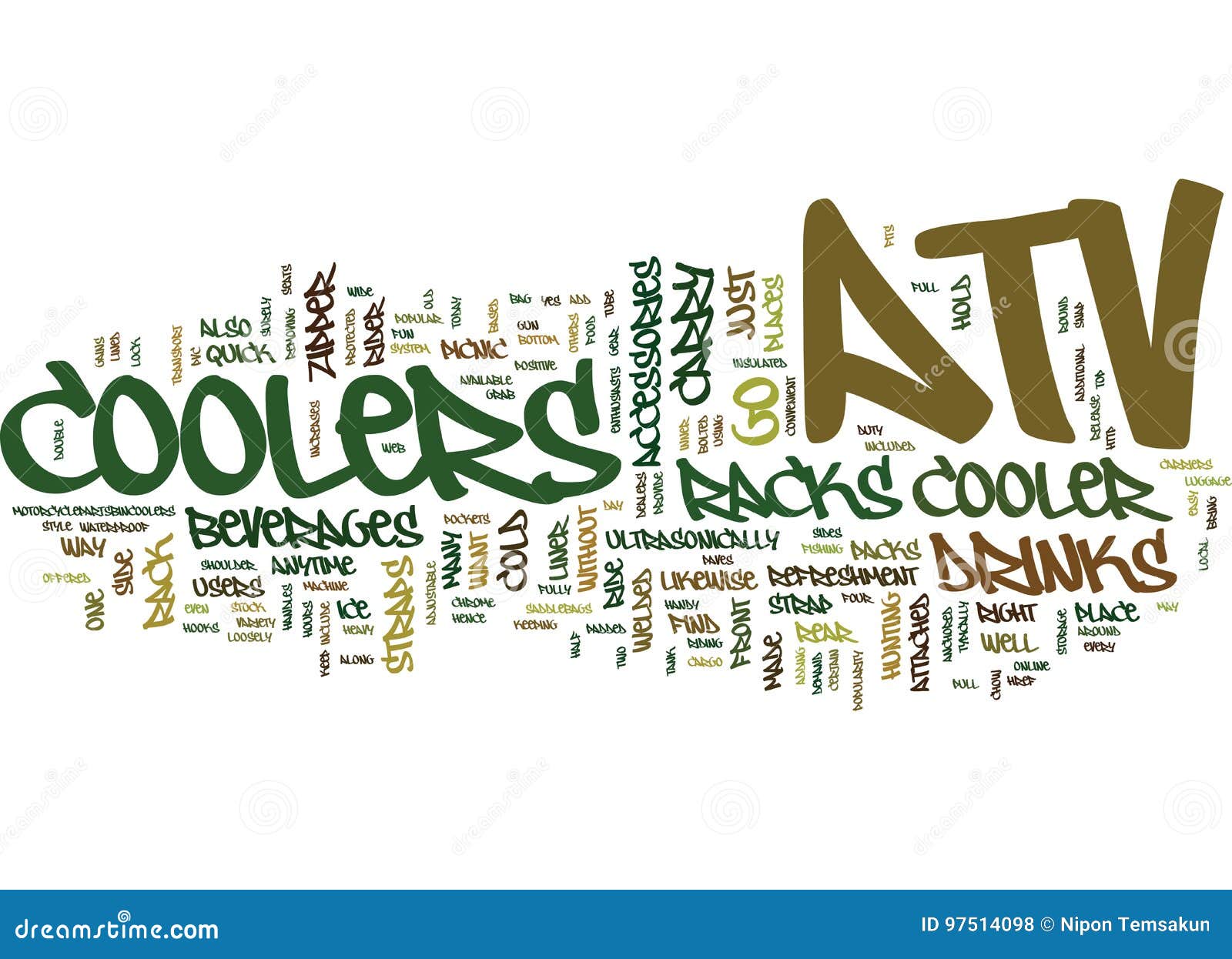 Atv Coolers On The Go Word Cloud Concept Stock Illustration