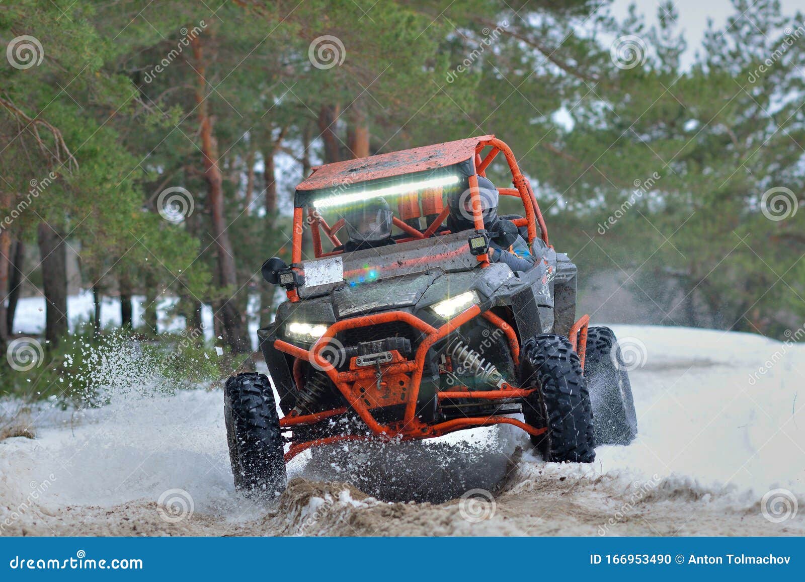 ATV and UTV Driving in Mud and Snow at Winter Stock Photo Image of