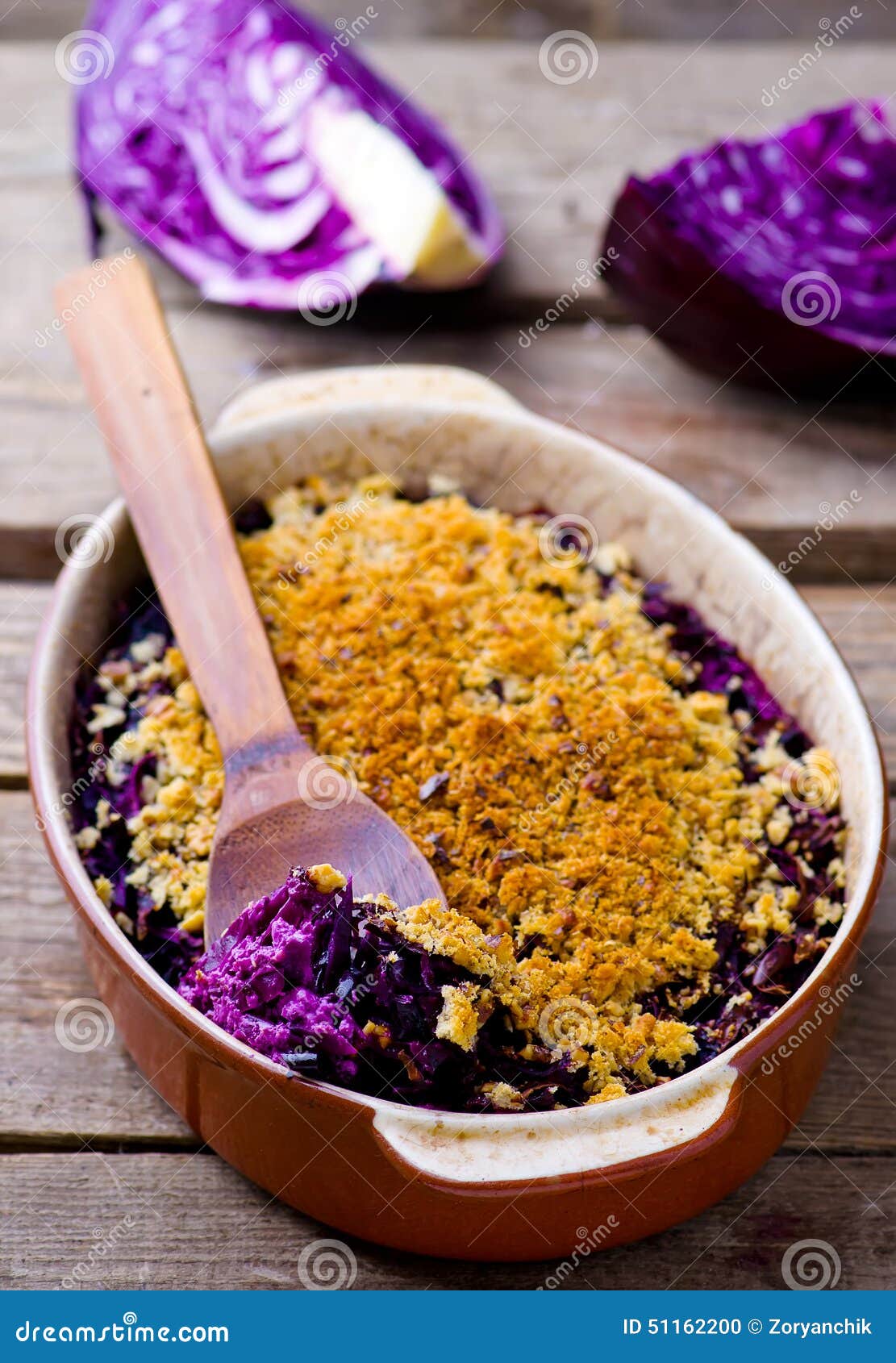 Au gratin from red cabbage stock photo. Image of baked 51162200
