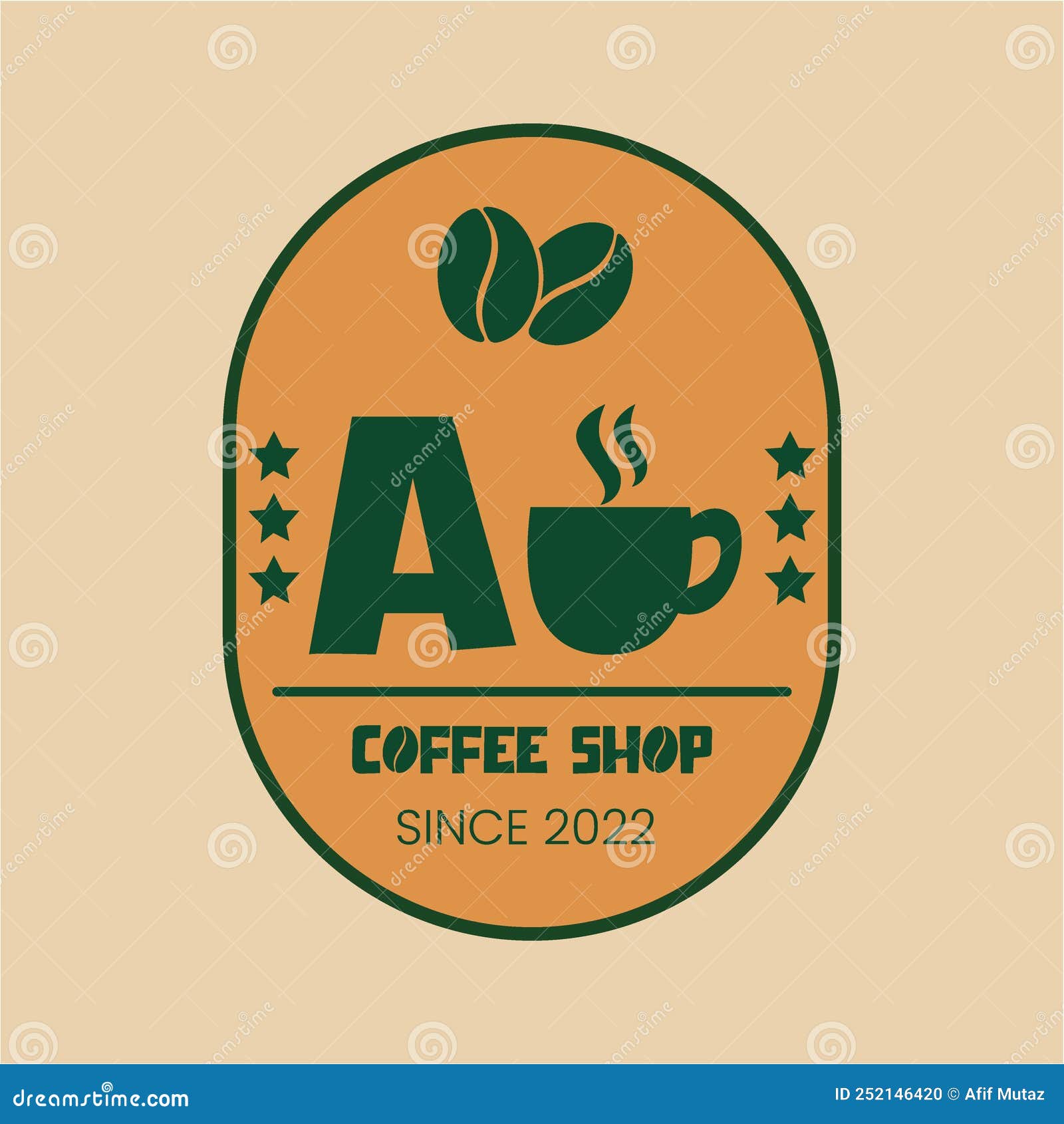 AU Modern Coffee Shop Logo Design High Quality Image Stock Vector
