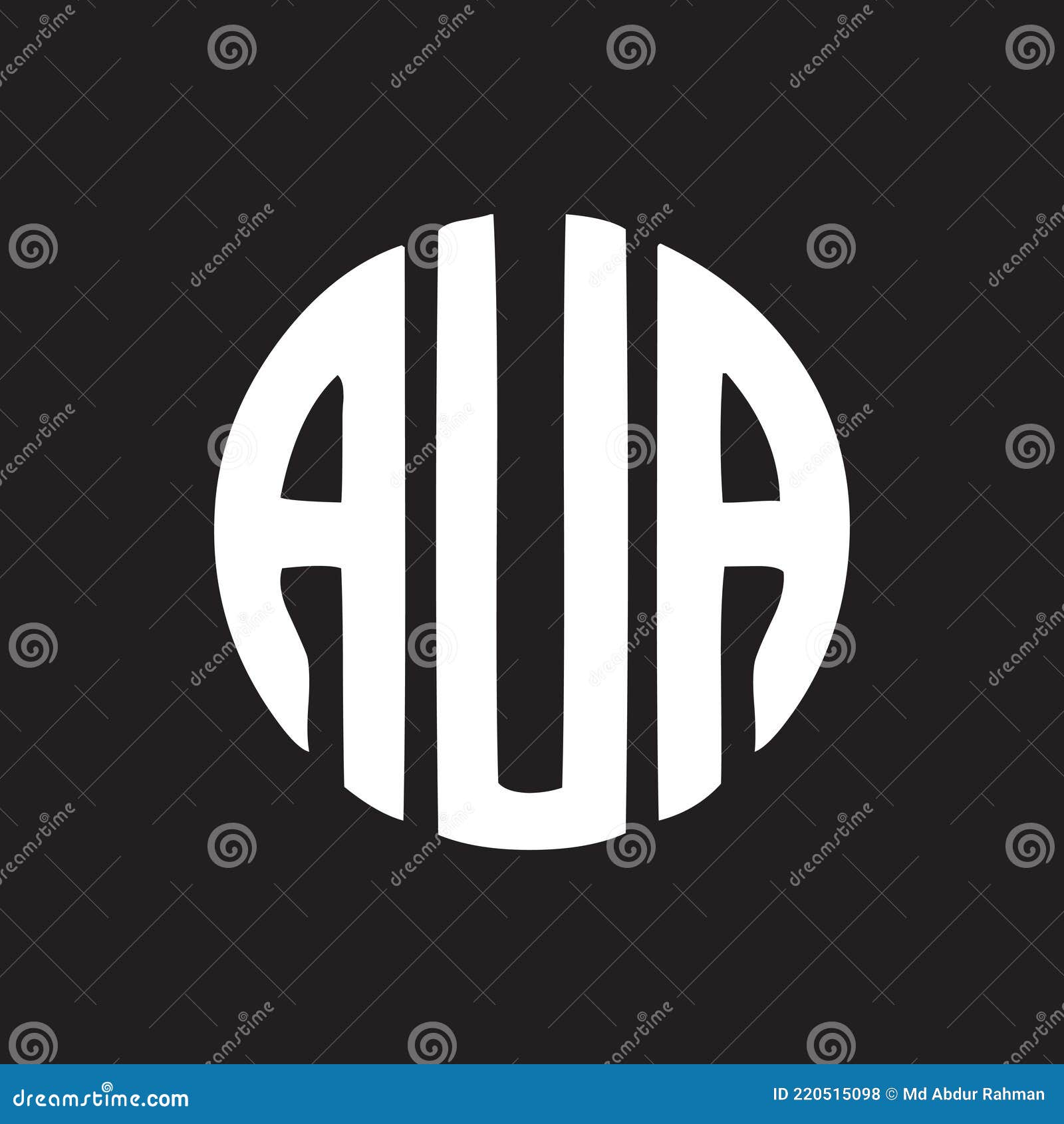 AUA Letter Logo Design on Black Background.AUA Creative Initials Letter