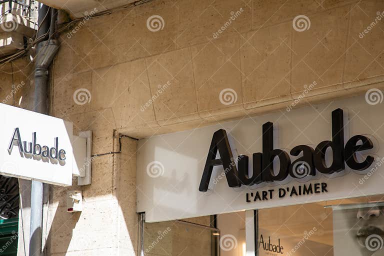 Aubade Art of Loving Text Logo and Sign Brand Front Facade Underwear ...