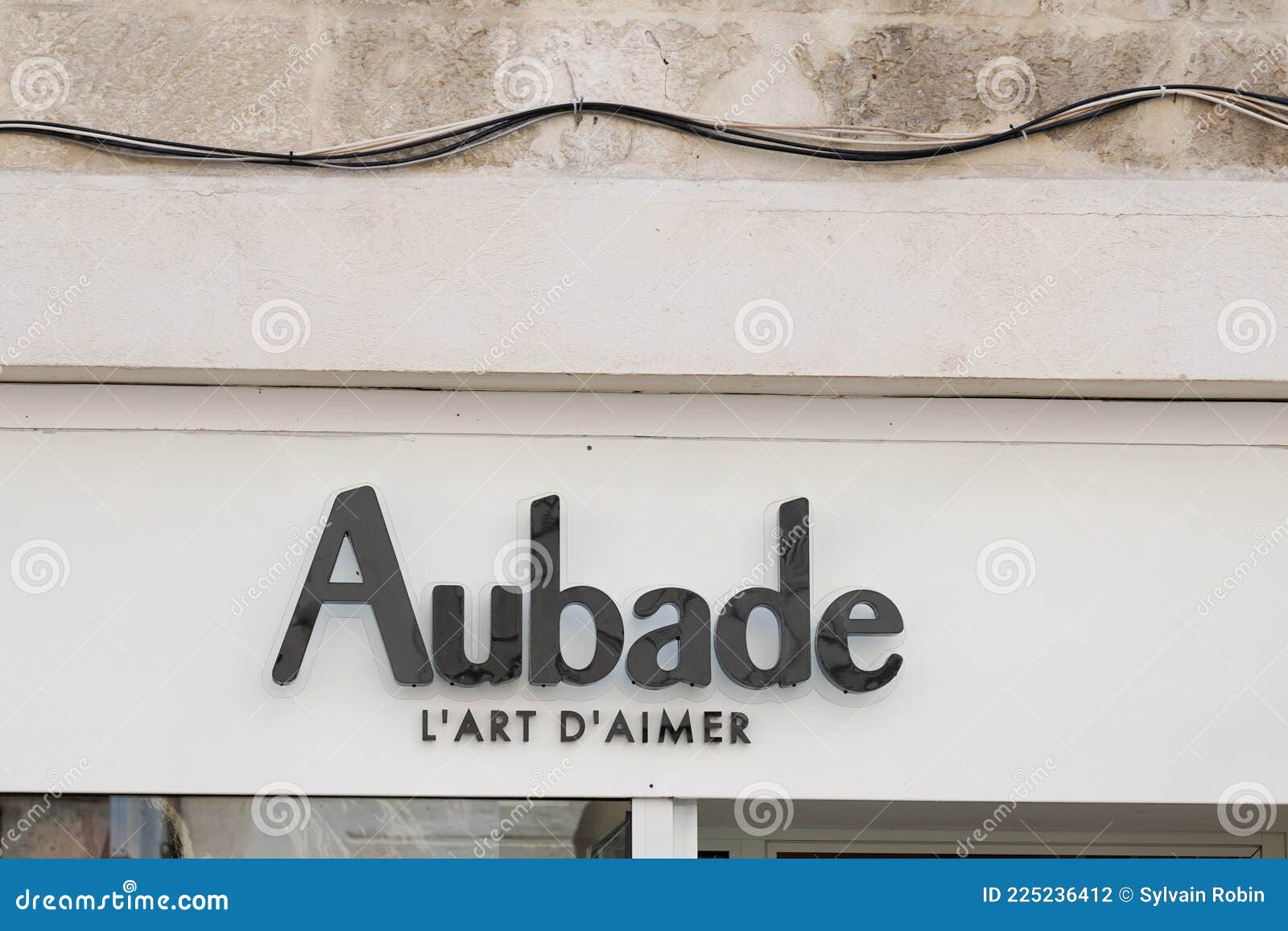 Aubade Sign Text Store and Logo Brand Shop on Facade Boutique Underwear ...