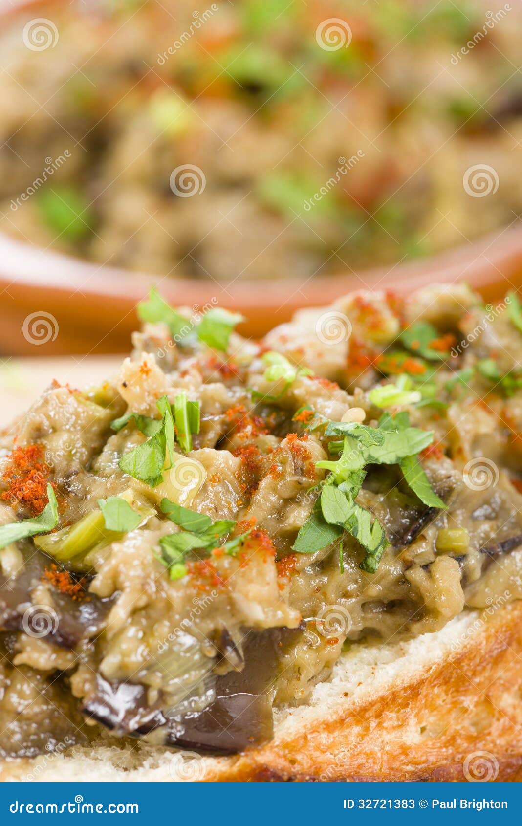 Aubergine Dip Tapas stock image. Image of happy, hour - 32721383