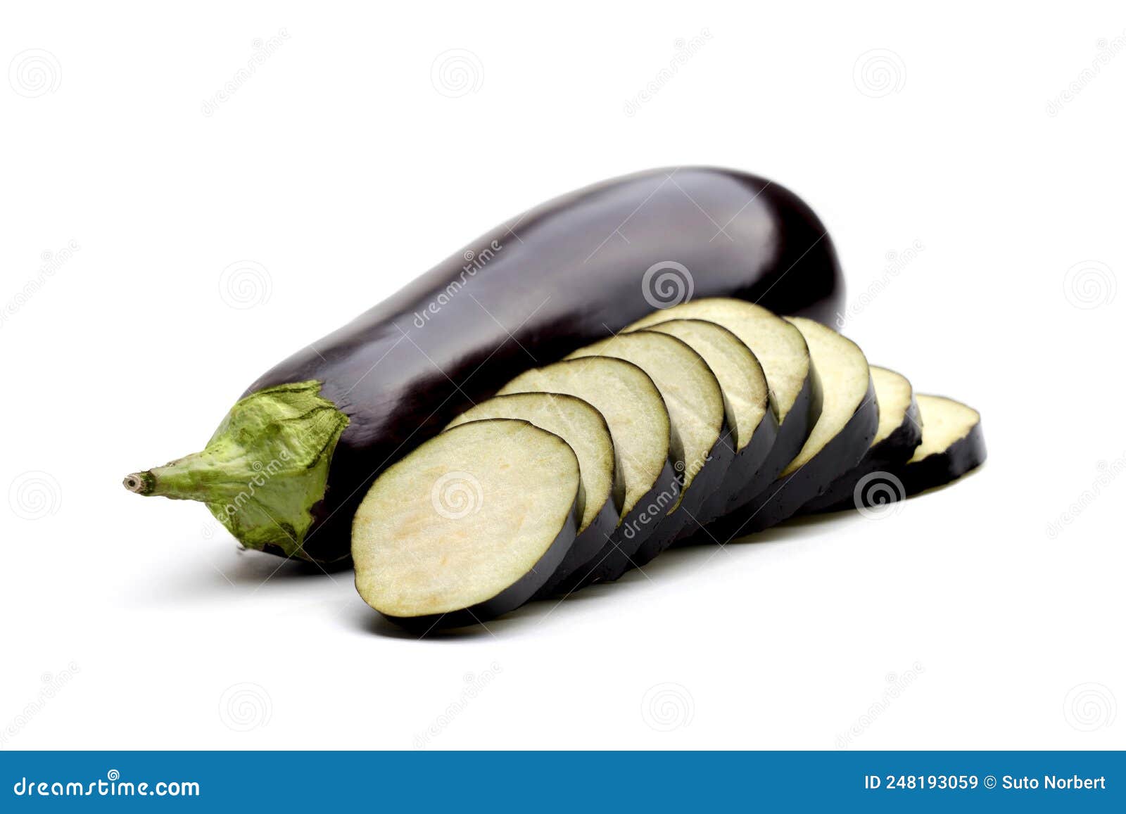 Aubergine or Eggplant on White Background Stock Image Image of