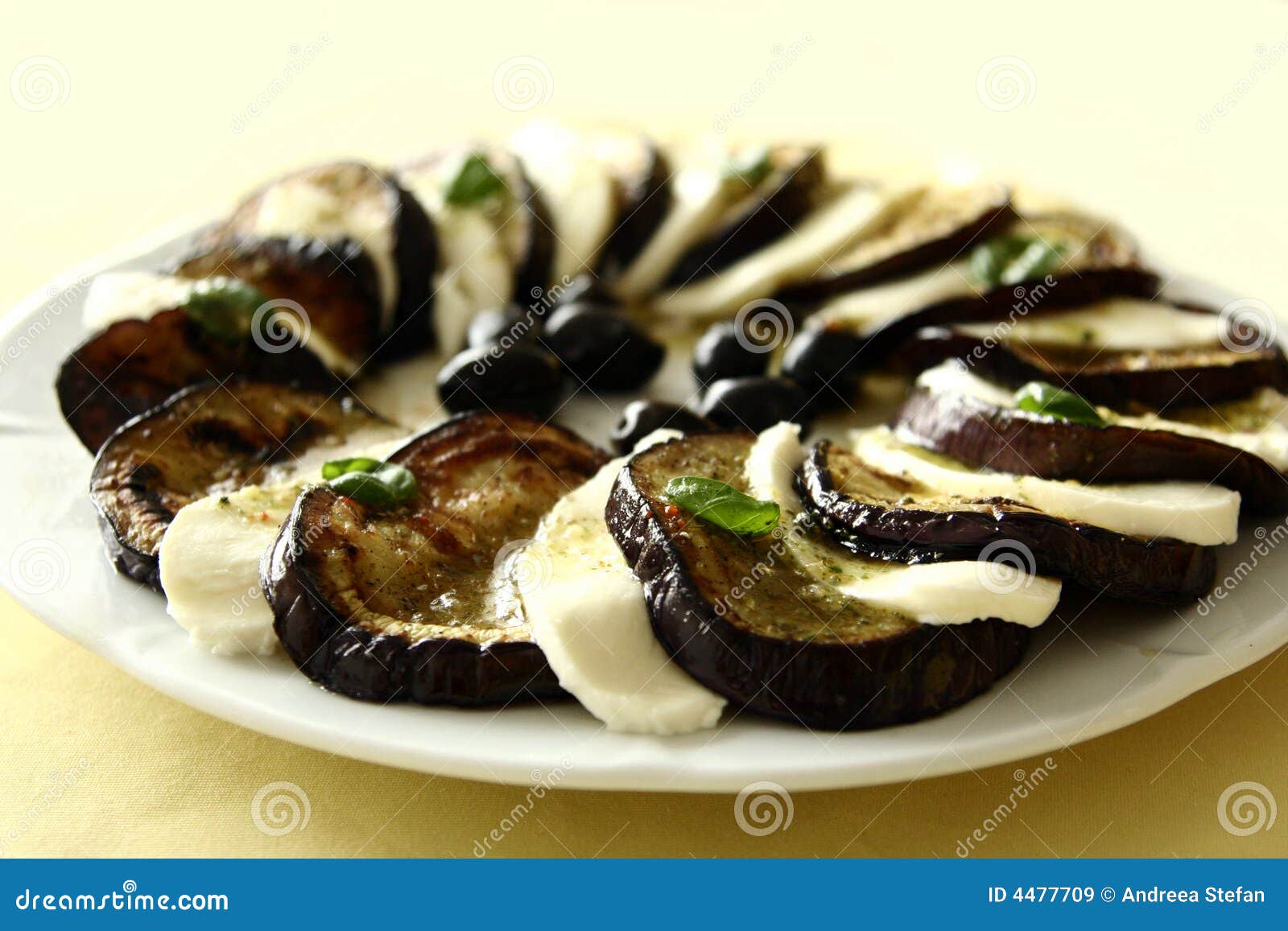 Aubergine and Mozzarella Plate Stock Image Image of olives